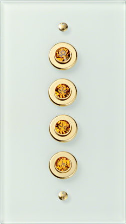 Berker TS Crystal 4 Gang, Topaz/Gold Glossy Push Button